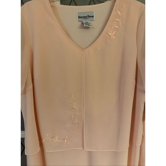 VTG Another Thyme Womens Blush Pink Embroidered Sheer Overlay Shift Dress Size 2 - Picture 3 of 7